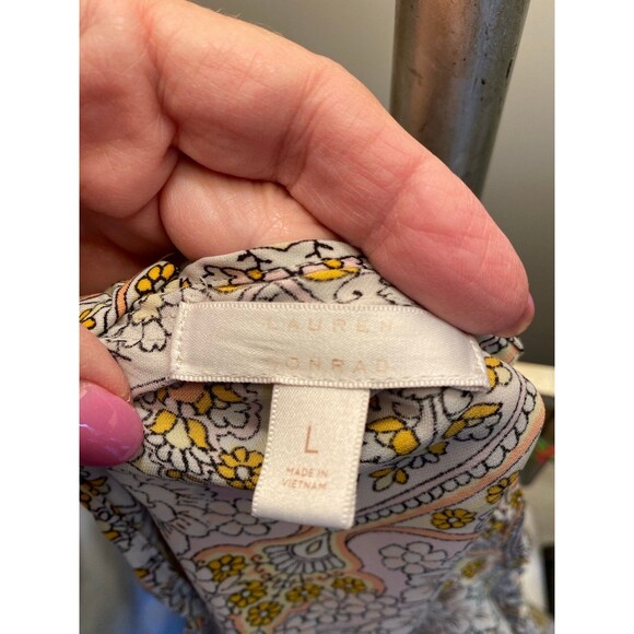 Lauren Conrad  Blouse Sz Large  Top Ruffled Neckline Sleeveless Spring Or Summer - Picture 4 of 10